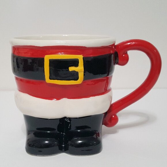 NEW RARE Boston Warehouse Christmas Santa Claus Pants Mug 18 OZ Stoneware - Picture 1 of 6